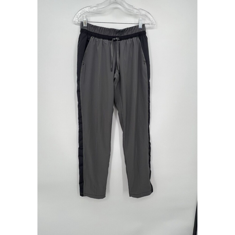 Lululemon Womens Run Bandit Track Pant Size 6 Gray Zip Pockets Gym Athleisure